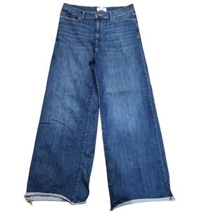 Frame Le Slim Palazzo Raw Fray Jeans Strechy Capsule Rich Mom Cotton Comfort 30